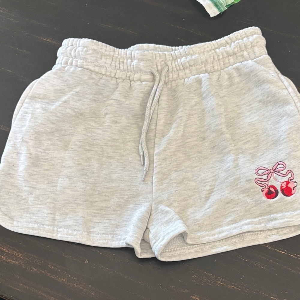Harper Light Gray Athletic Shorts with Cherry Design
